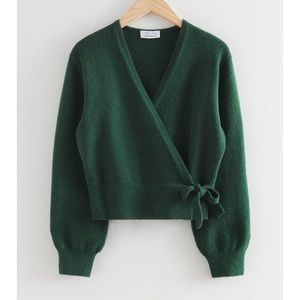&other stories green wrap cardigan